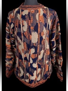 VTG BERGATI 3D SWEATER COOGI STYLE SZ L RUNS BIG NOTORIOUS B.I.G. COSBY